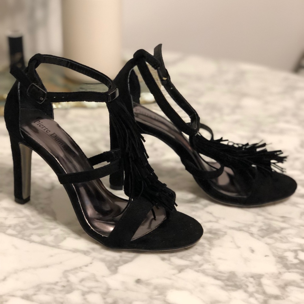 Faux Suede Fringe front heels